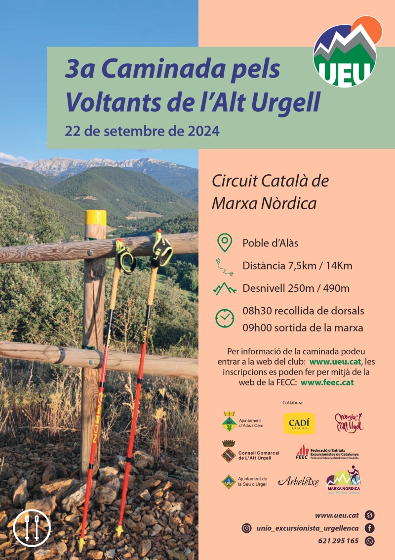 3A CAMINADA PELS VOLTANTS DE L'ALT URGELL - MARXA NÒRDICA - Inscriu-te