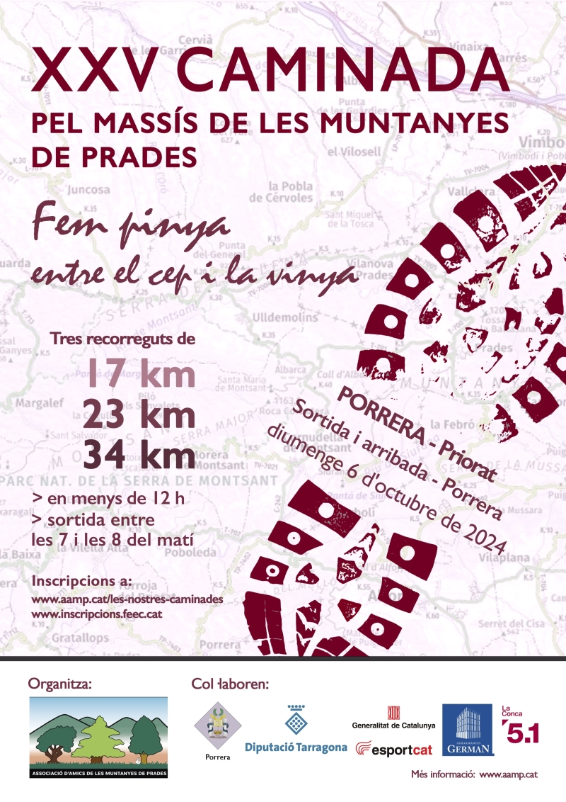 XXV CAMINADA PEL MASSÍS DE LES MUNTANYES DE PRADES - Inscriu-te