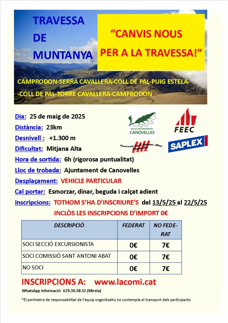 TRAVESSA DE MUNTANYA CAMPRODON-SERRA CAVALLERA-RIBES DE FRESER - Inscriu-te