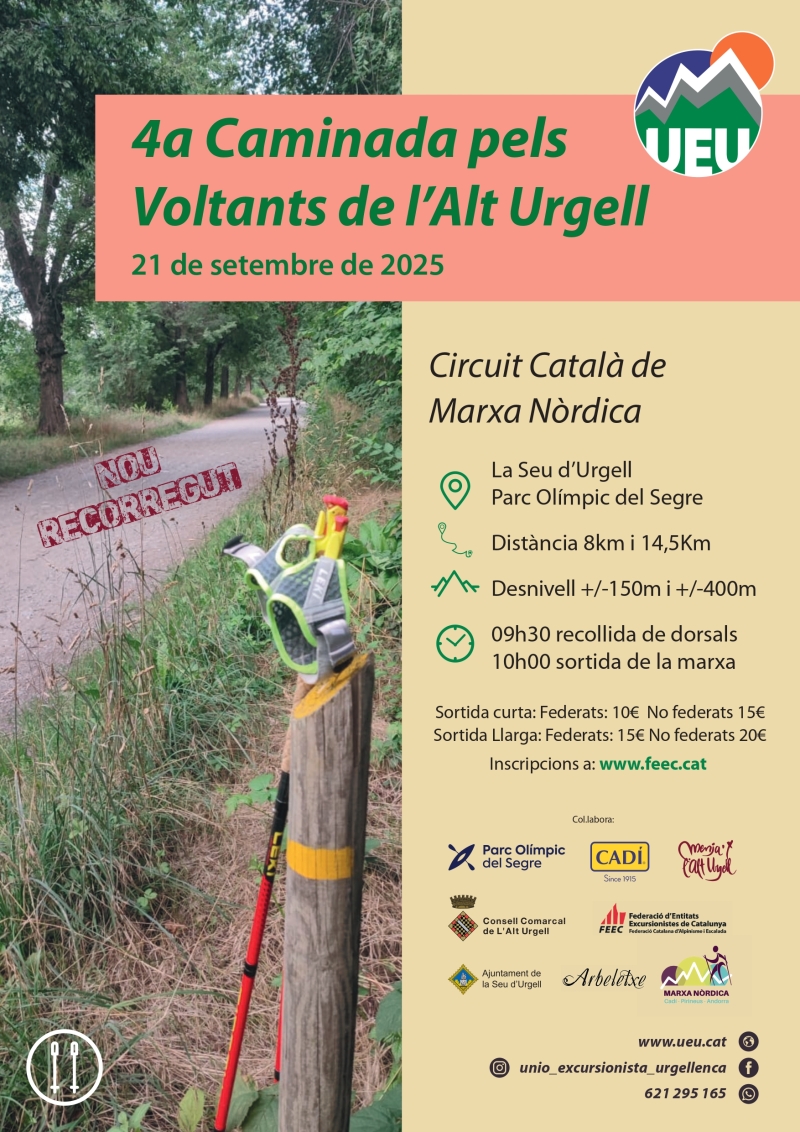 4A CAMINADA PELS VOLTANTS DE L'ALT URGELL - MARXA NÒRDICA - Inscriu-te