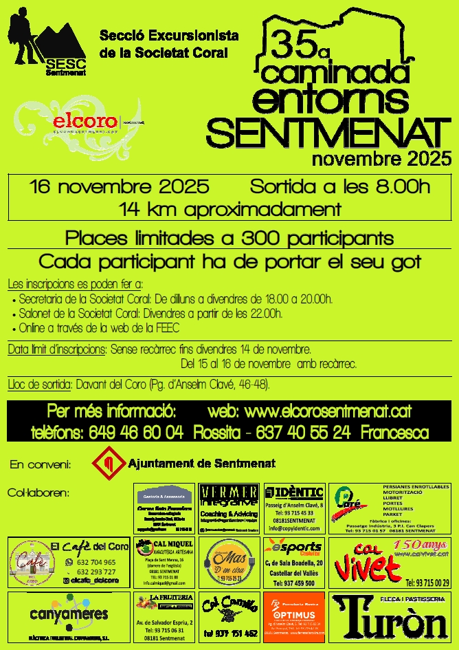 35ª CAMINADA ENTORNS SENTMENAT - Inscriu-te