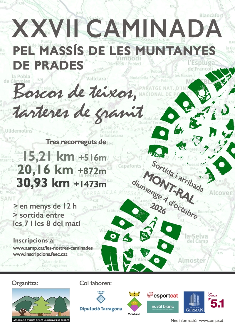 XXVII CAMINADA PEL MASSÍS DE LES MUNTANYES DE PRADES - MONT-RAL 2026  - Inscriu-te
