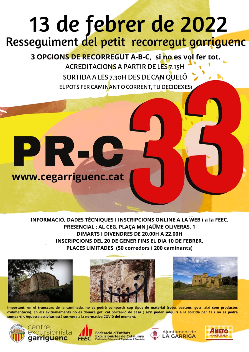 PETIT RECORREGUT GARRIGUENC PR-C33 - Inscriu-te